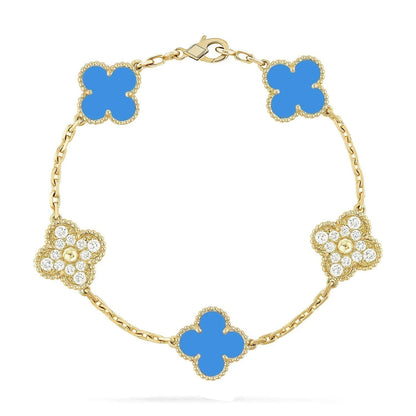 [AW]LUCKY CLOVER 5-MOTIF BRACELET - BLUE AGATE COLLECTION