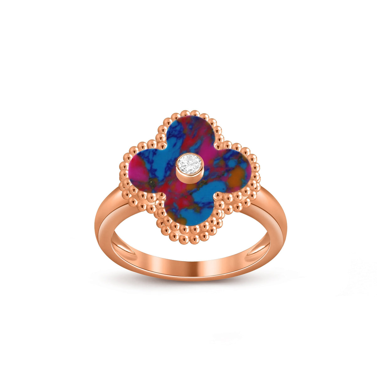 [AW]LUCKY CLOVER DIAMOND-ACCENT ROSE GOLD RING COLLECTION