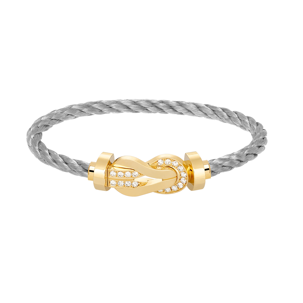 [AW]LARGE 8-FIGURE BUCKLE HALF DIAMOND BRACELET - GOLD