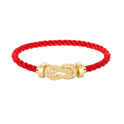[AW]LARGE 8-FIGURE BUCKLE HALF DIAMOND BRACELET - GOLD