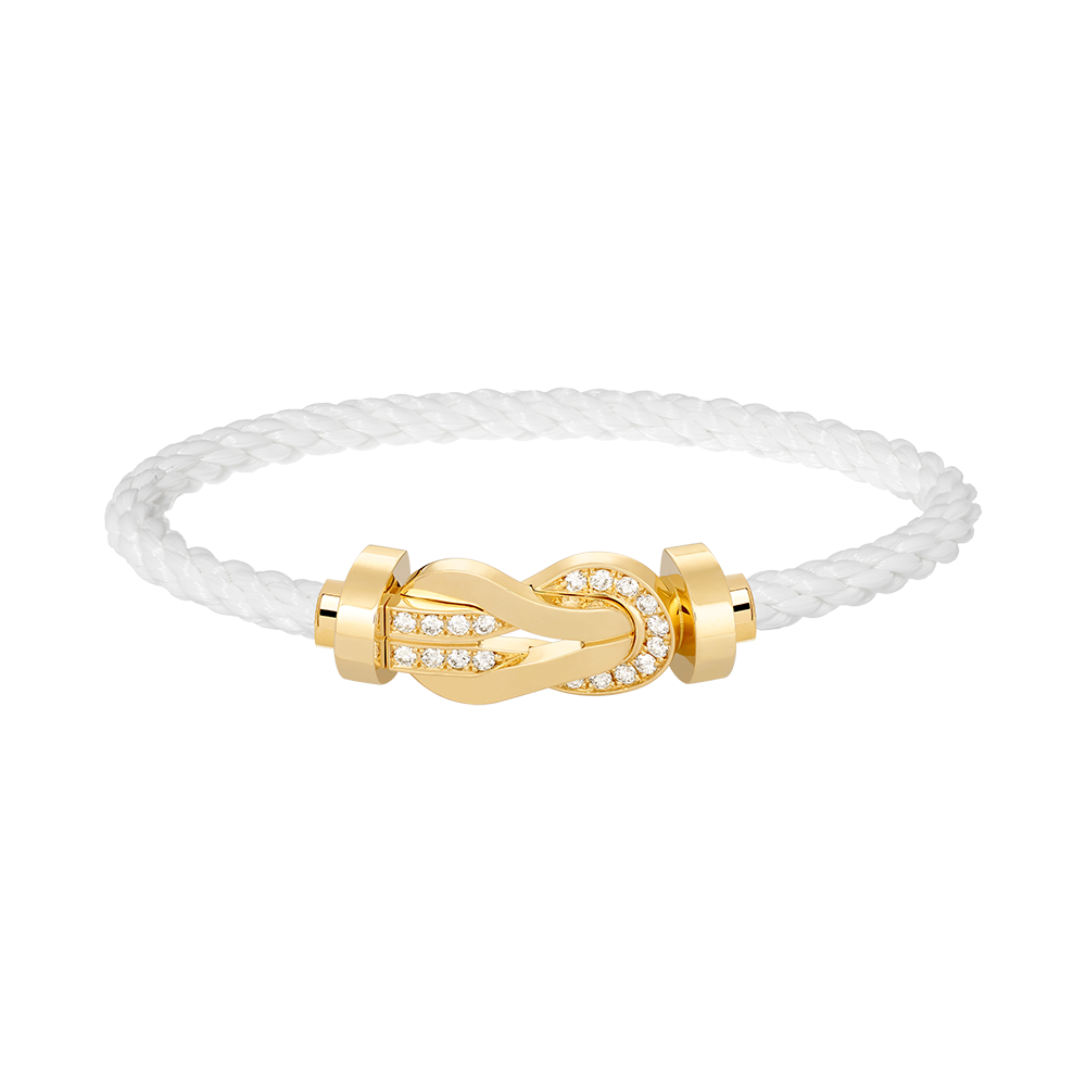 [AW]LARGE 8-FIGURE BUCKLE HALF DIAMOND BRACELET - GOLD