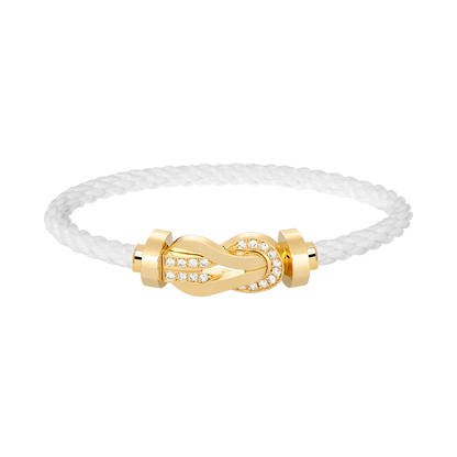 [AW]LARGE 8-FIGURE BUCKLE HALF DIAMOND BRACELET - GOLD
