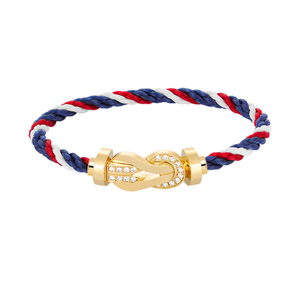 [AW]LARGE 8-FIGURE BUCKLE HALF DIAMOND BRACELET - GOLD