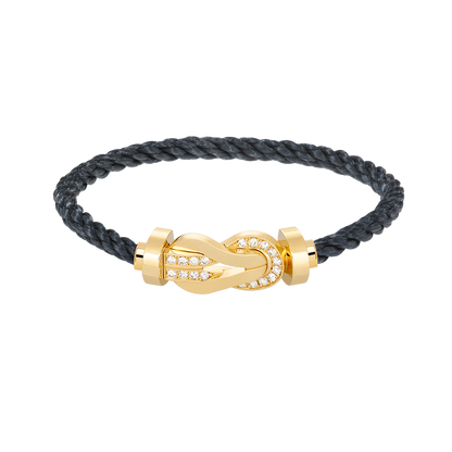 [AW]LARGE 8-FIGURE BUCKLE HALF DIAMOND BRACELET - GOLD