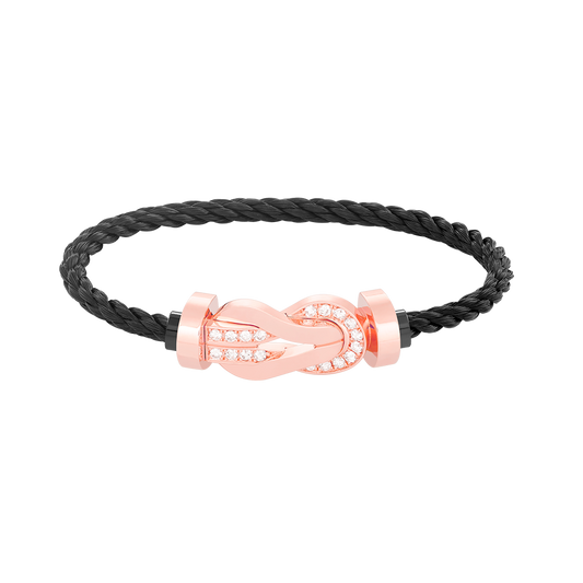 [AW]LARGE 8-FIGURE BUCKLE HALF DIAMOND BRACELET - ROSE GOLD