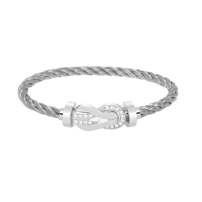 [AW]LARGE 8-FIGURE BUCKLE HALF DIAMOND BRACELET - WHITE GOLD