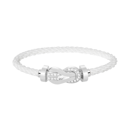 [AW]LARGE 8-FIGURE BUCKLE HALF DIAMOND BRACELET - WHITE GOLD