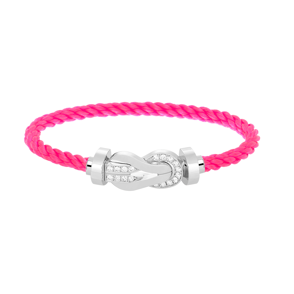 [AW]LARGE 8-FIGURE BUCKLE HALF DIAMOND BRACELET - WHITE GOLD
