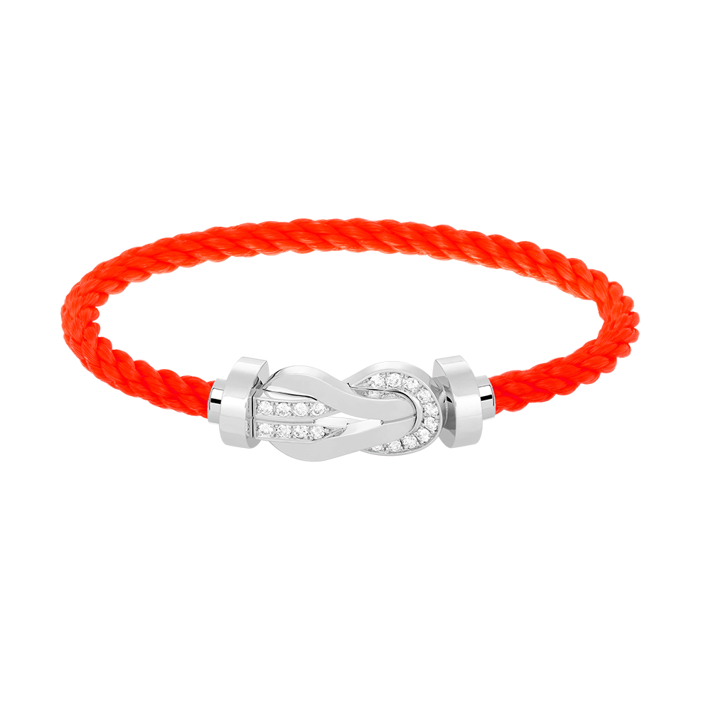 [AW]LARGE 8-FIGURE BUCKLE HALF DIAMOND BRACELET - WHITE GOLD