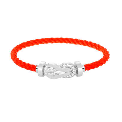 [AW]LARGE 8-FIGURE BUCKLE HALF DIAMOND BRACELET - WHITE GOLD
