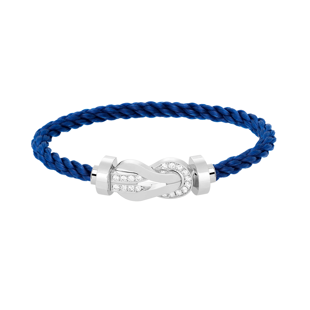 [AW]LARGE 8-FIGURE BUCKLE HALF DIAMOND BRACELET - WHITE GOLD