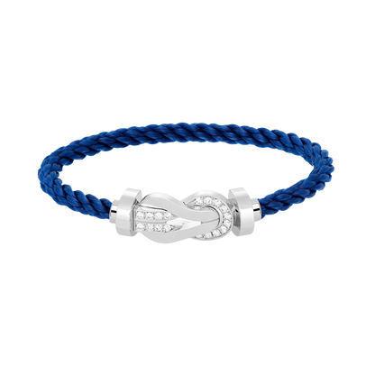 [AW]LARGE 8-FIGURE BUCKLE HALF DIAMOND BRACELET - WHITE GOLD
