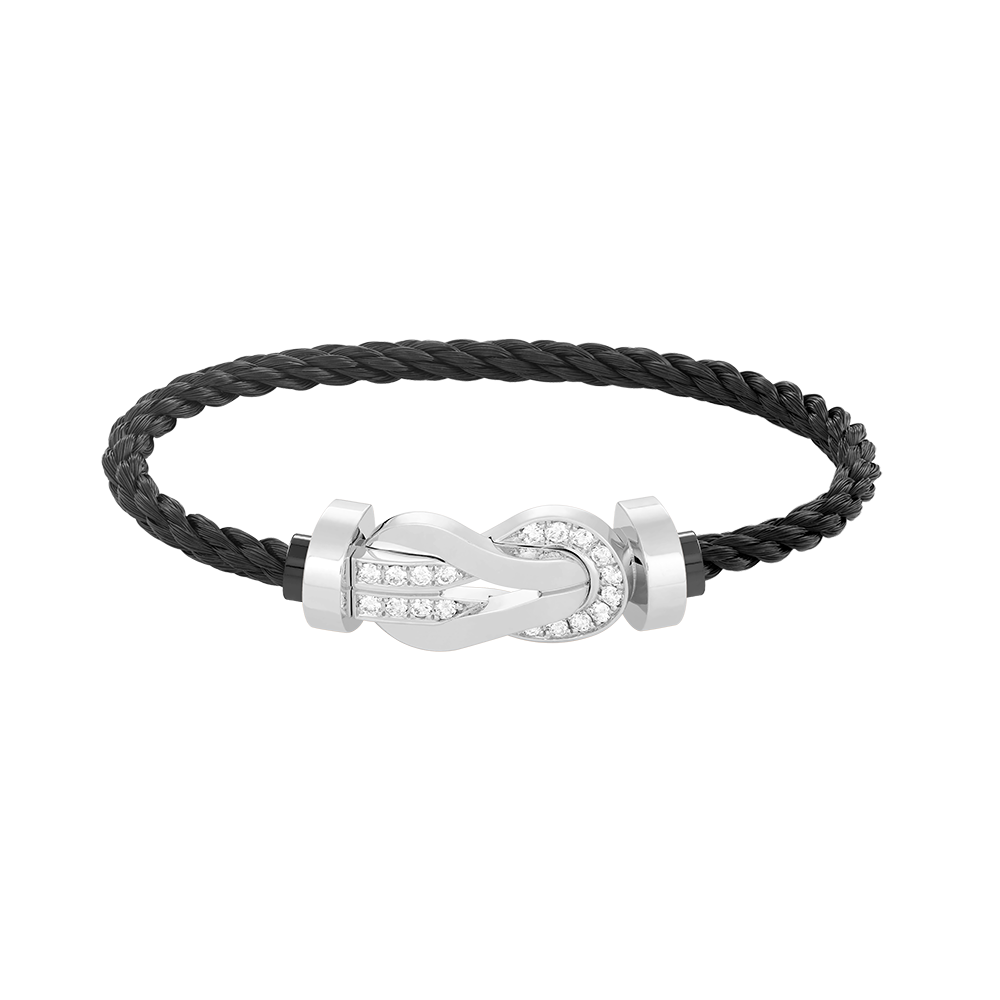 [AW]LARGE 8-FIGURE BUCKLE HALF DIAMOND BRACELET - WHITE GOLD