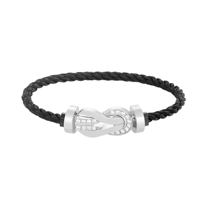 [AW]LARGE 8-FIGURE BUCKLE HALF DIAMOND BRACELET - WHITE GOLD