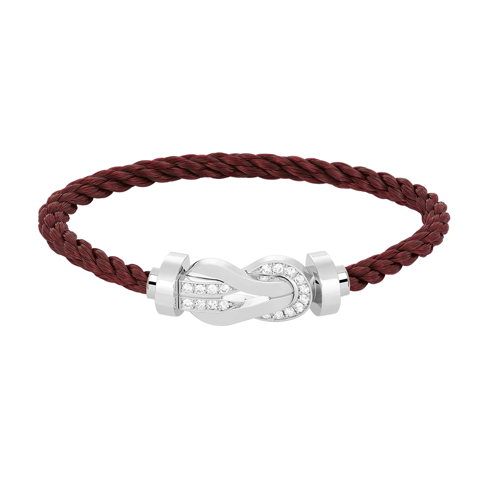 [AW]LARGE 8-FIGURE BUCKLE HALF DIAMOND BRACELET - WHITE GOLD