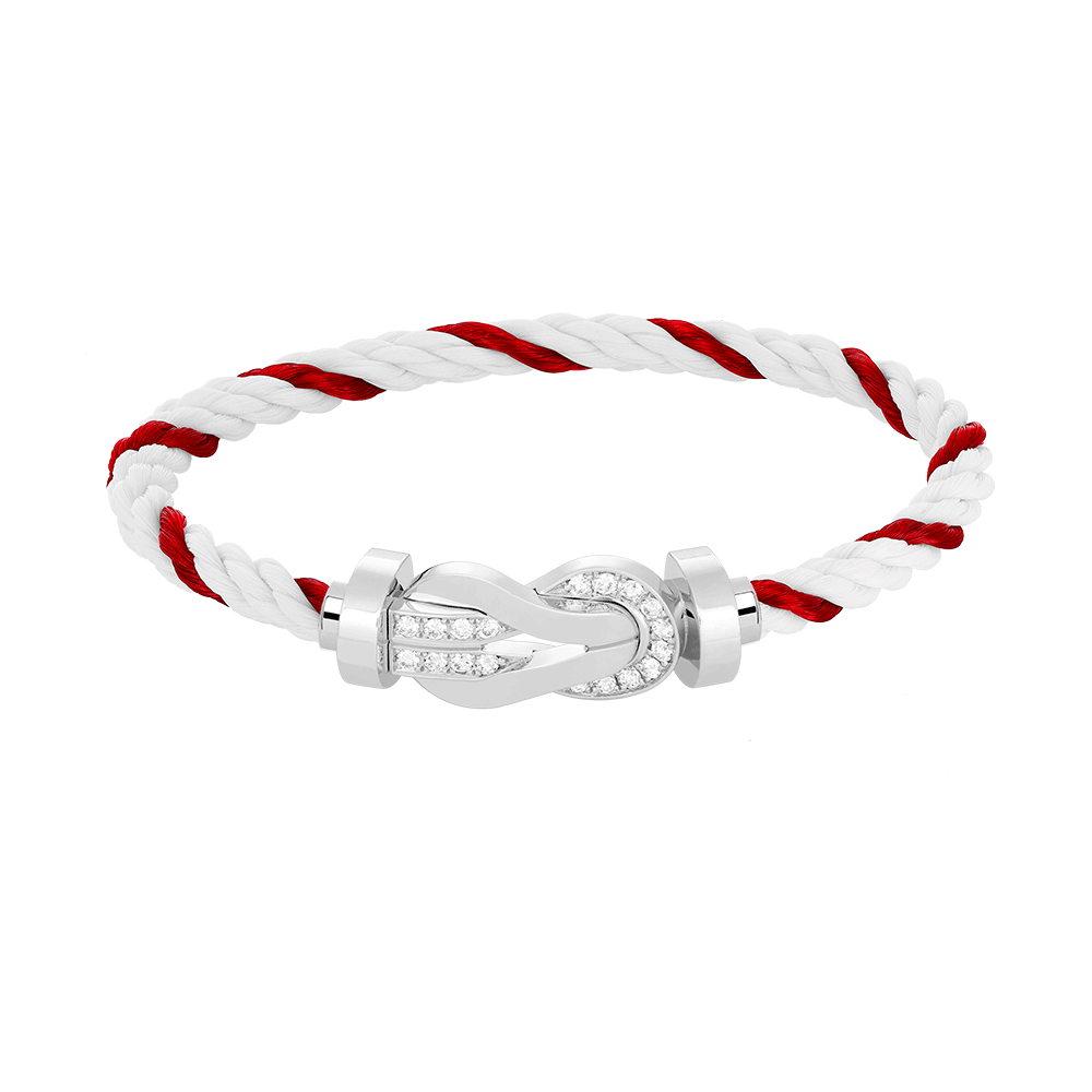 [AW]LARGE 8-FIGURE BUCKLE HALF DIAMOND BRACELET - WHITE GOLD