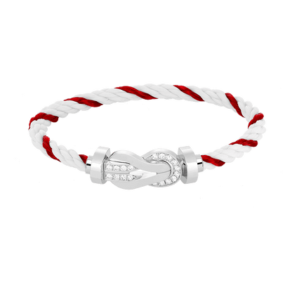 [AW]LARGE 8-FIGURE BUCKLE HALF DIAMOND BRACELET - WHITE GOLD