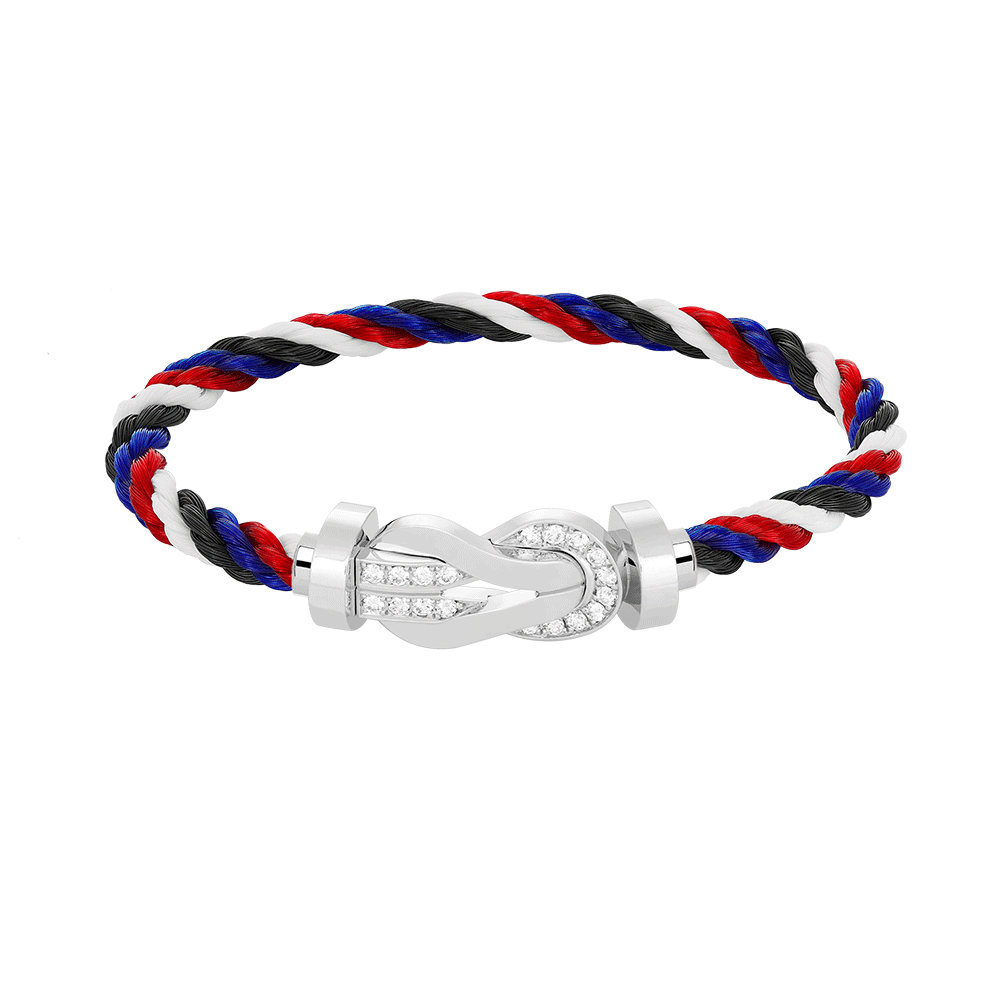 [AW]LARGE 8-FIGURE BUCKLE HALF DIAMOND BRACELET - WHITE GOLD