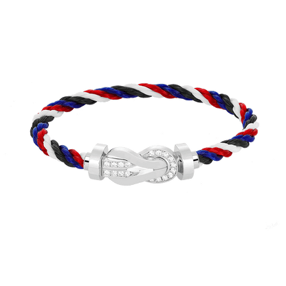 [AW]LARGE 8-FIGURE BUCKLE HALF DIAMOND BRACELET - WHITE GOLD