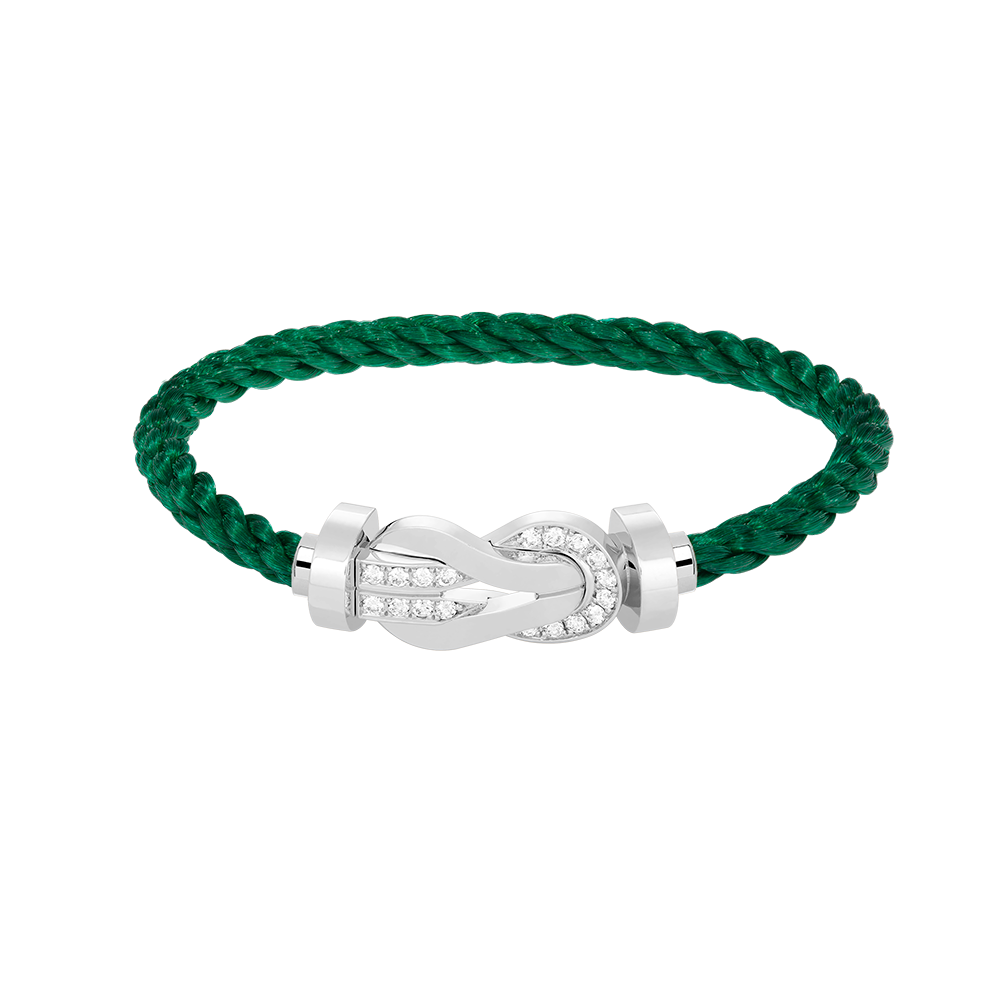 [AW]LARGE 8-FIGURE BUCKLE HALF DIAMOND BRACELET - WHITE GOLD
