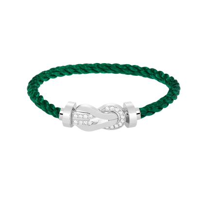 [AW]LARGE 8-FIGURE BUCKLE HALF DIAMOND BRACELET - WHITE GOLD