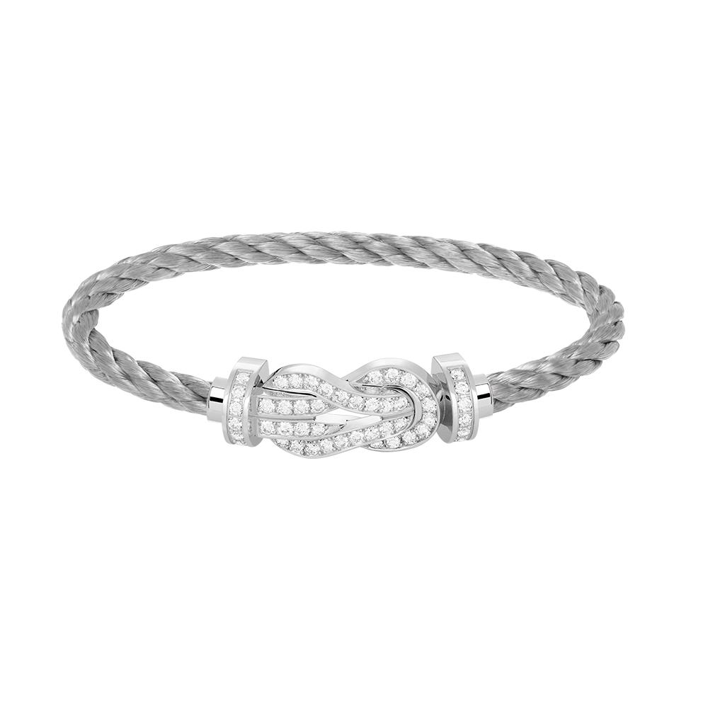 [AW]LARGE 8-FIGURE BUCKLE FULL DIAMOND BRACELET -WHITE GOLD