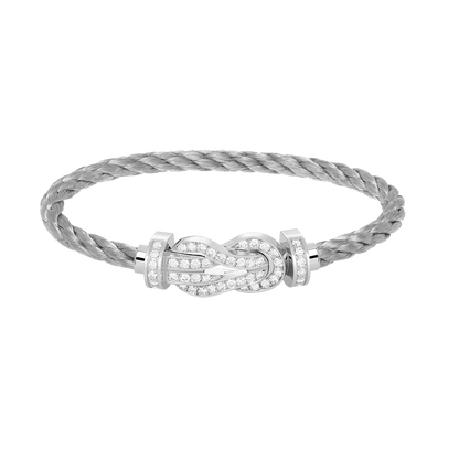 [AW]LARGE 8-FIGURE BUCKLE FULL DIAMOND BRACELET -WHITE GOLD