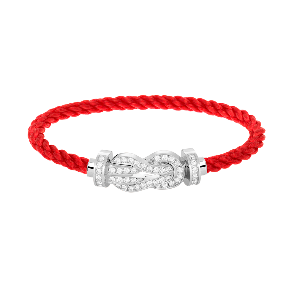 [AW]LARGE 8-FIGURE BUCKLE FULL DIAMOND BRACELET -WHITE GOLD