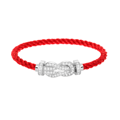 [AW]LARGE 8-FIGURE BUCKLE FULL DIAMOND BRACELET -WHITE GOLD