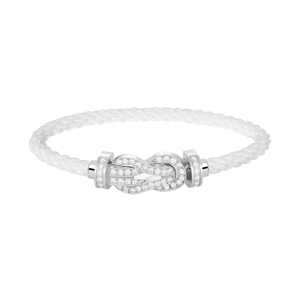 [AW]LARGE 8-FIGURE BUCKLE FULL DIAMOND BRACELET -WHITE GOLD