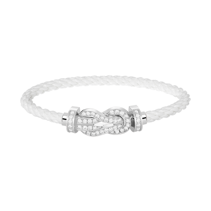 [AW]LARGE 8-FIGURE BUCKLE FULL DIAMOND BRACELET -WHITE GOLD