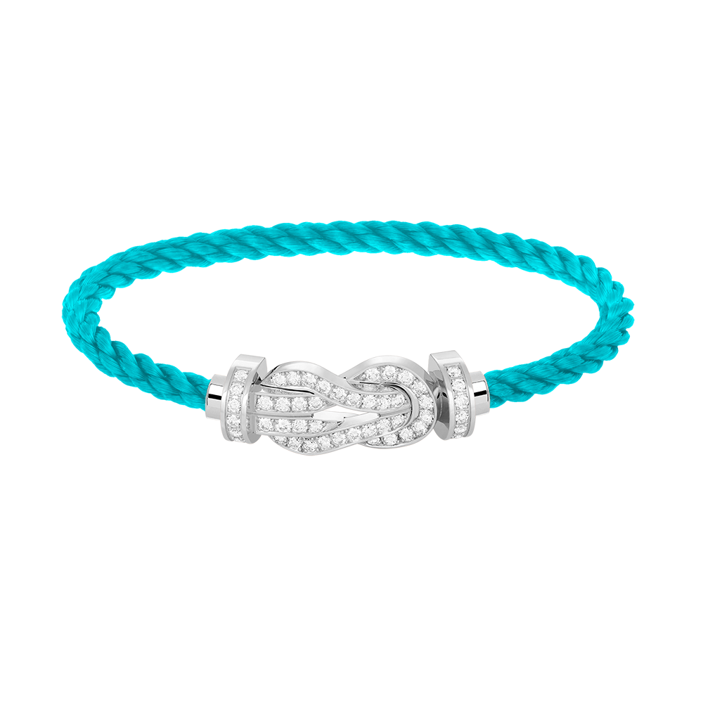 [AW]LARGE 8-FIGURE BUCKLE FULL DIAMOND BRACELET -WHITE GOLD