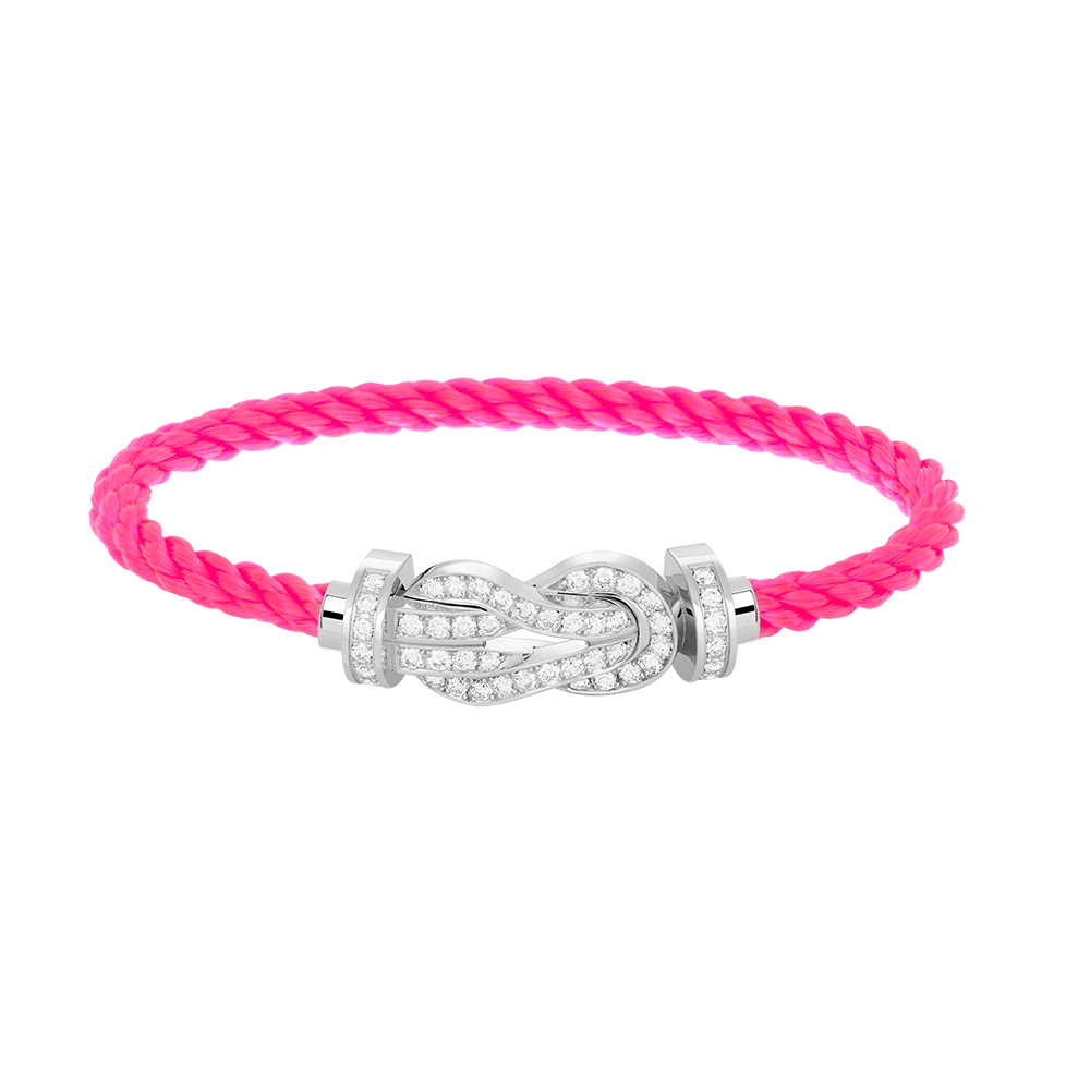 [AW]LARGE 8-FIGURE BUCKLE FULL DIAMOND BRACELET -WHITE GOLD