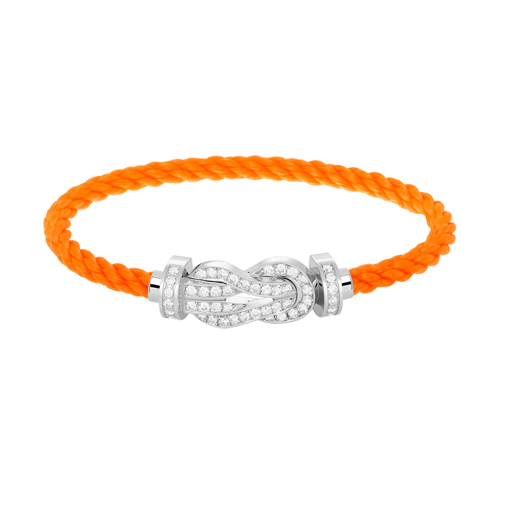 [AW]LARGE 8-FIGURE BUCKLE FULL DIAMOND BRACELET -WHITE GOLD