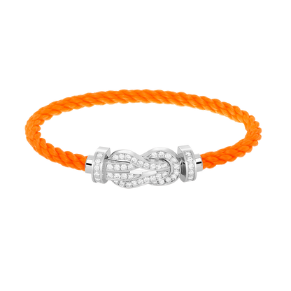 [AW]LARGE 8-FIGURE BUCKLE FULL DIAMOND BRACELET -WHITE GOLD