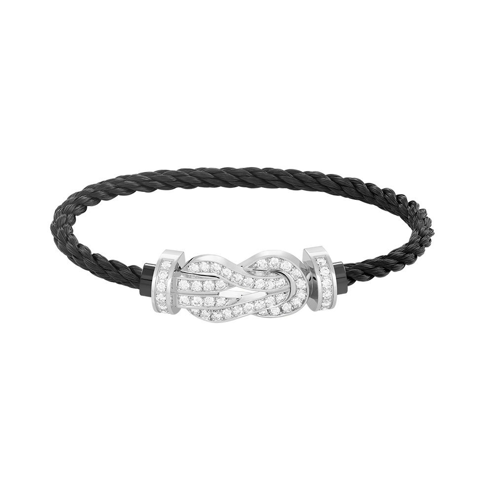 [AW]LARGE 8-FIGURE BUCKLE FULL DIAMOND BRACELET -WHITE GOLD