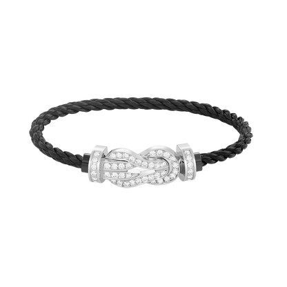 [AW]LARGE 8-FIGURE BUCKLE FULL DIAMOND BRACELET -WHITE GOLD