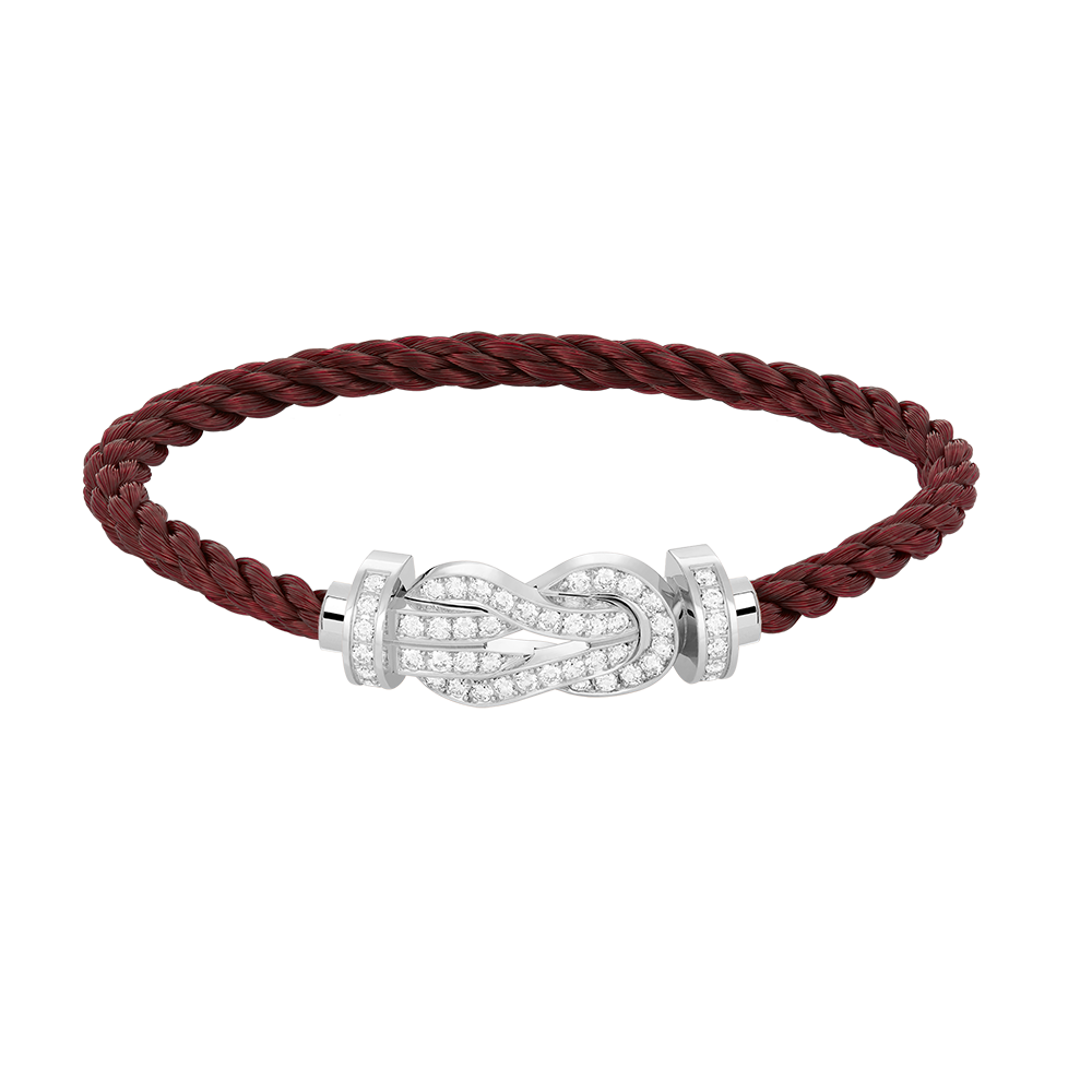 [AW]LARGE 8-FIGURE BUCKLE FULL DIAMOND BRACELET -WHITE GOLD
