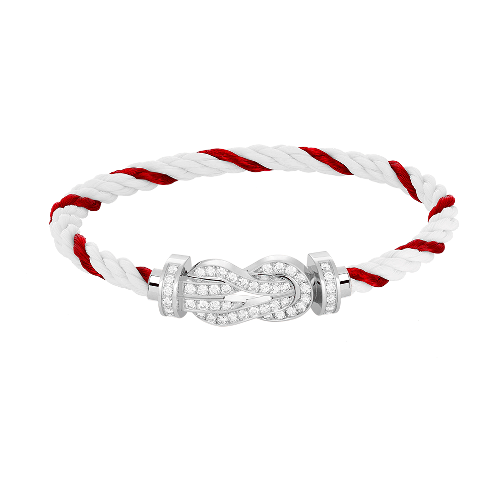 [AW]LARGE 8-FIGURE BUCKLE FULL DIAMOND BRACELET -WHITE GOLD
