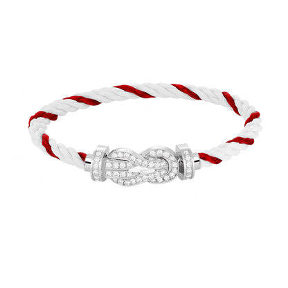 [AW]LARGE 8-FIGURE BUCKLE FULL DIAMOND BRACELET -WHITE GOLD