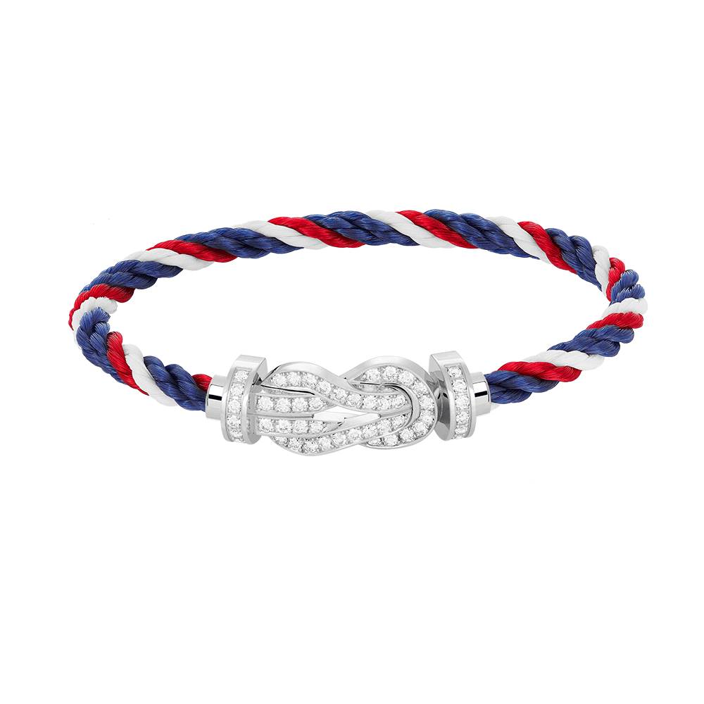 [AW]LARGE 8-FIGURE BUCKLE FULL DIAMOND BRACELET -WHITE GOLD