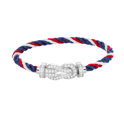 [AW]LARGE 8-FIGURE BUCKLE FULL DIAMOND BRACELET -WHITE GOLD