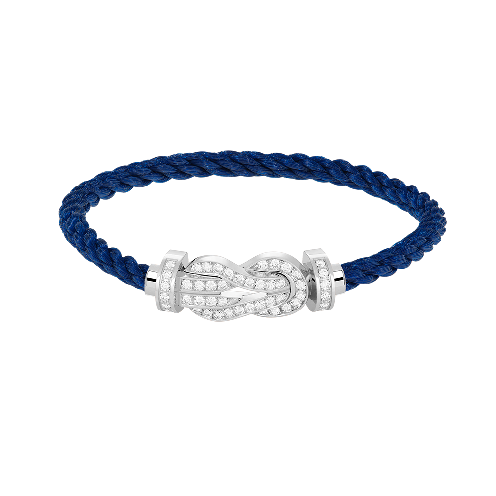 [AW]LARGE 8-FIGURE BUCKLE FULL DIAMOND BRACELET -WHITE GOLD