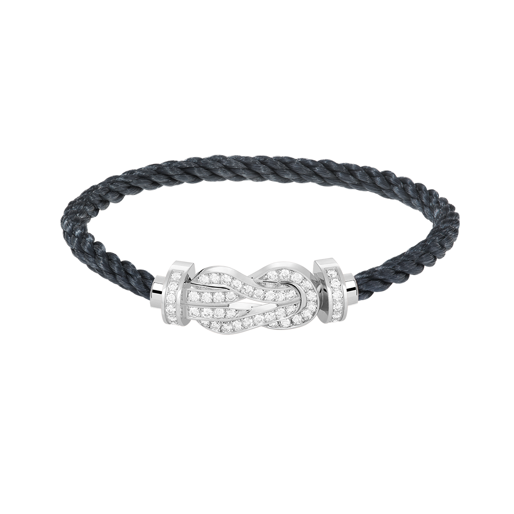 [AW]LARGE 8-FIGURE BUCKLE FULL DIAMOND BRACELET -WHITE GOLD