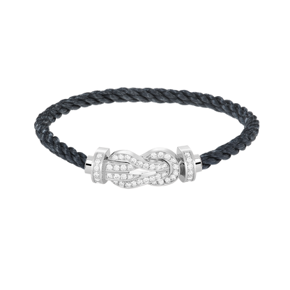 [AW]LARGE 8-FIGURE BUCKLE FULL DIAMOND BRACELET -WHITE GOLD