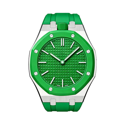 [AW]OAK POP GREEN STEEL SILICONE STRAP