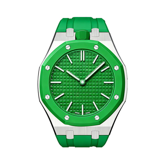[AW]OAK POP GREEN STEEL SILICONE STRAP