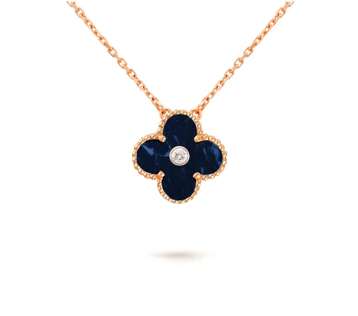[AW]15MM CLOVER FLOWER DIAMOND PENDANT NECKLACE COLLECTION