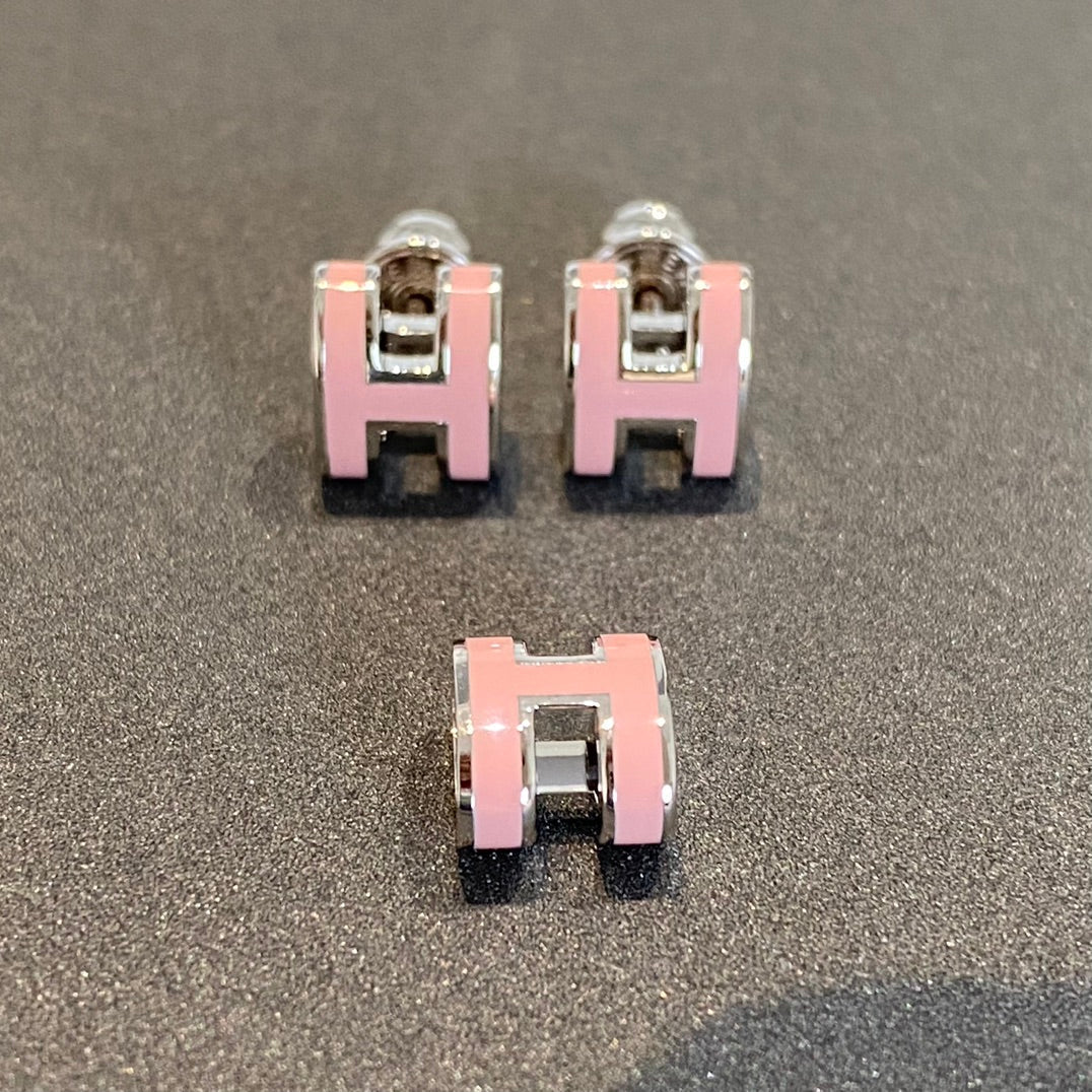 [AW]MINI POP H SILVER EARRINGS PINK