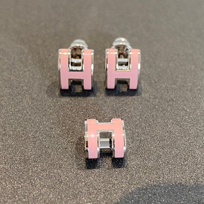 [AW]MINI POP H SILVER EARRINGS PINK